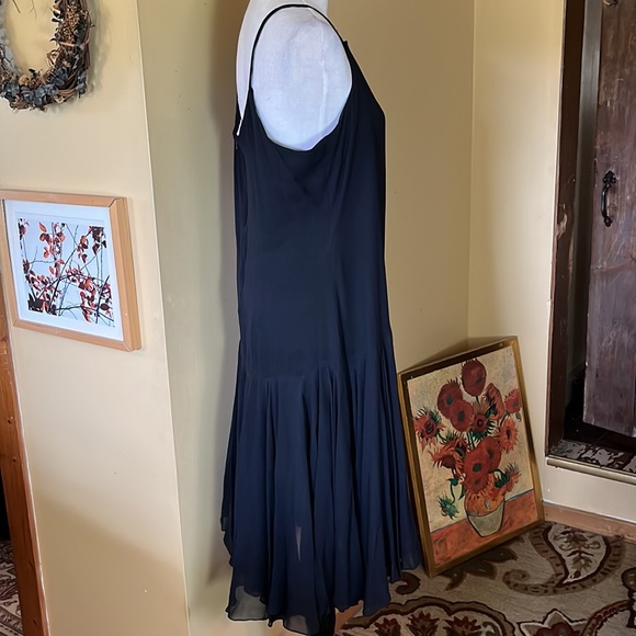 SWEE LO NY size Medium Flapper-Style Great Gadsby Silk Tank PinTuck Dress GOTH - Picture 6 of 17